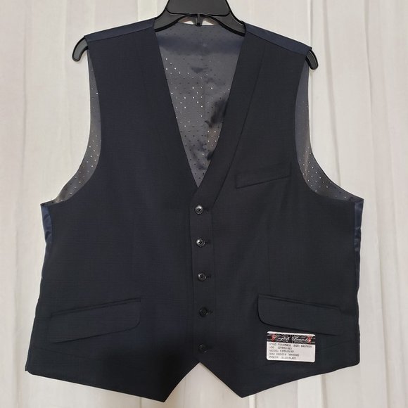 English Laundry Other - English Laundry Men's Formal Wear Vest Navy Blue Light Plaid Size R42 / W36 NWT